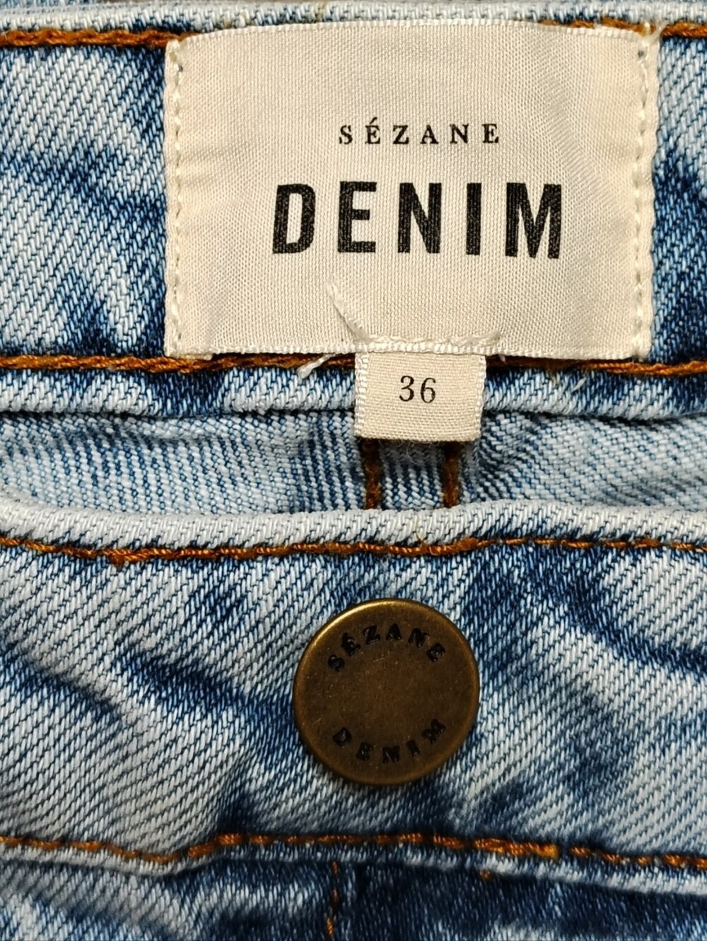 Sezane Brut Sexy "Washed" Women's 36 (25" Waist) Light Wash Minimalist French - Picture 7 of 14